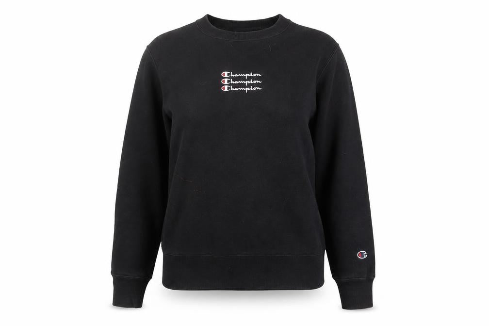 Champion Women's Black Sweatshirt, Size S, Logo Accents