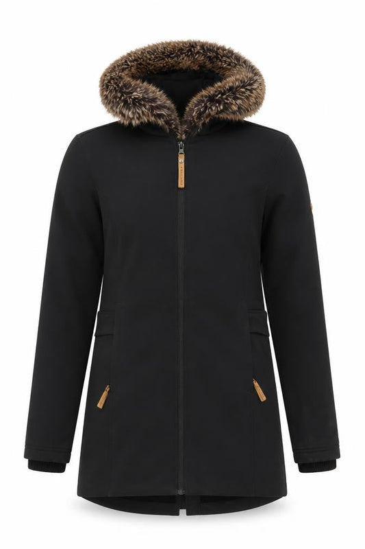 Ayacucho Men's Black Parka Jacket S Hooded Fur Trim