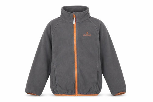 Front view of Hi Gear boys’ grey fleece jacket 9-10 years full zip