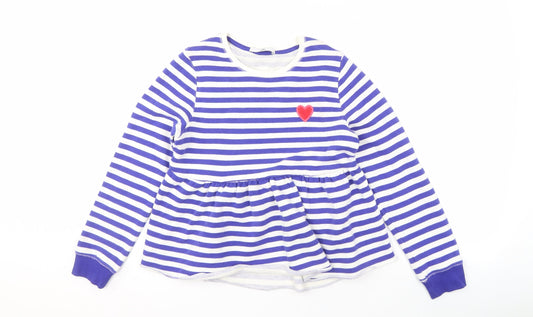 Marks and Spencer Girls Blue Striped Sweatshirt 10-11 Years
