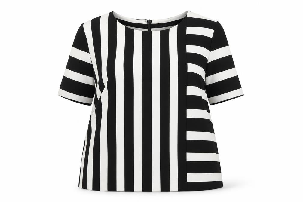 Marks & Spencer Women's Black Stripe Top, Size 12, Boat Neck