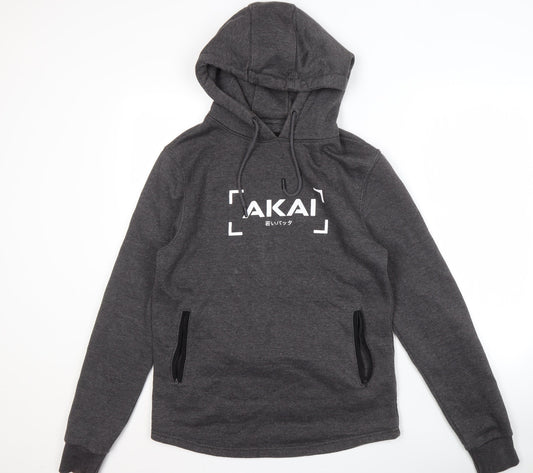 AKAI Men's Grey Hoodie, Size S, Pullover, Logo Design