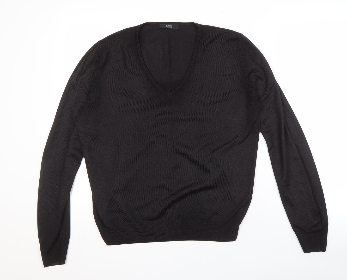 Marks and Spencer Women's Black V-Neck Pullover Jumper