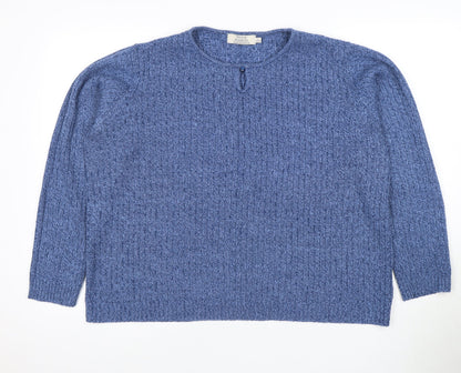 Additional front view of Honor Millburn Women's Blue Cable-Knit jumper, L