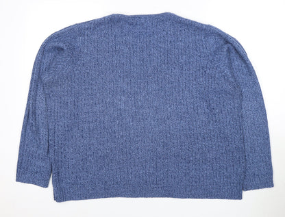 Back view of Honor Millburn Women's Blue Cable-Knit jumper, L