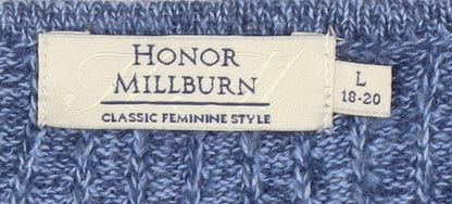 Close-up detail of Honor Millburn Women's Blue Cable-Knit jumper, L