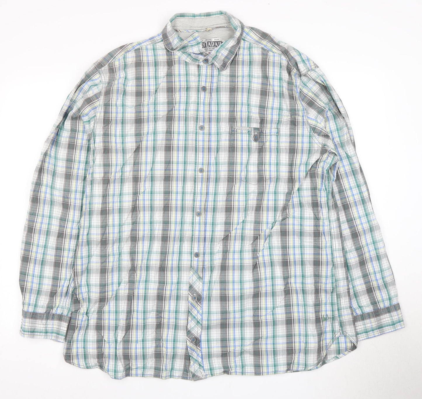 Mantomy Men's Green Plaid 2XL Casual Long Sleeve Shirt