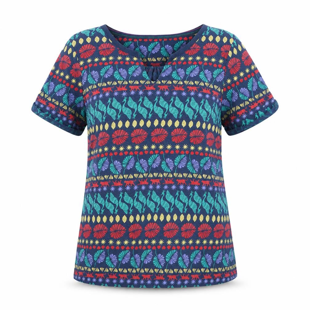 White Stuff Women's Multicoloured Floral T-Shirt - Size 8