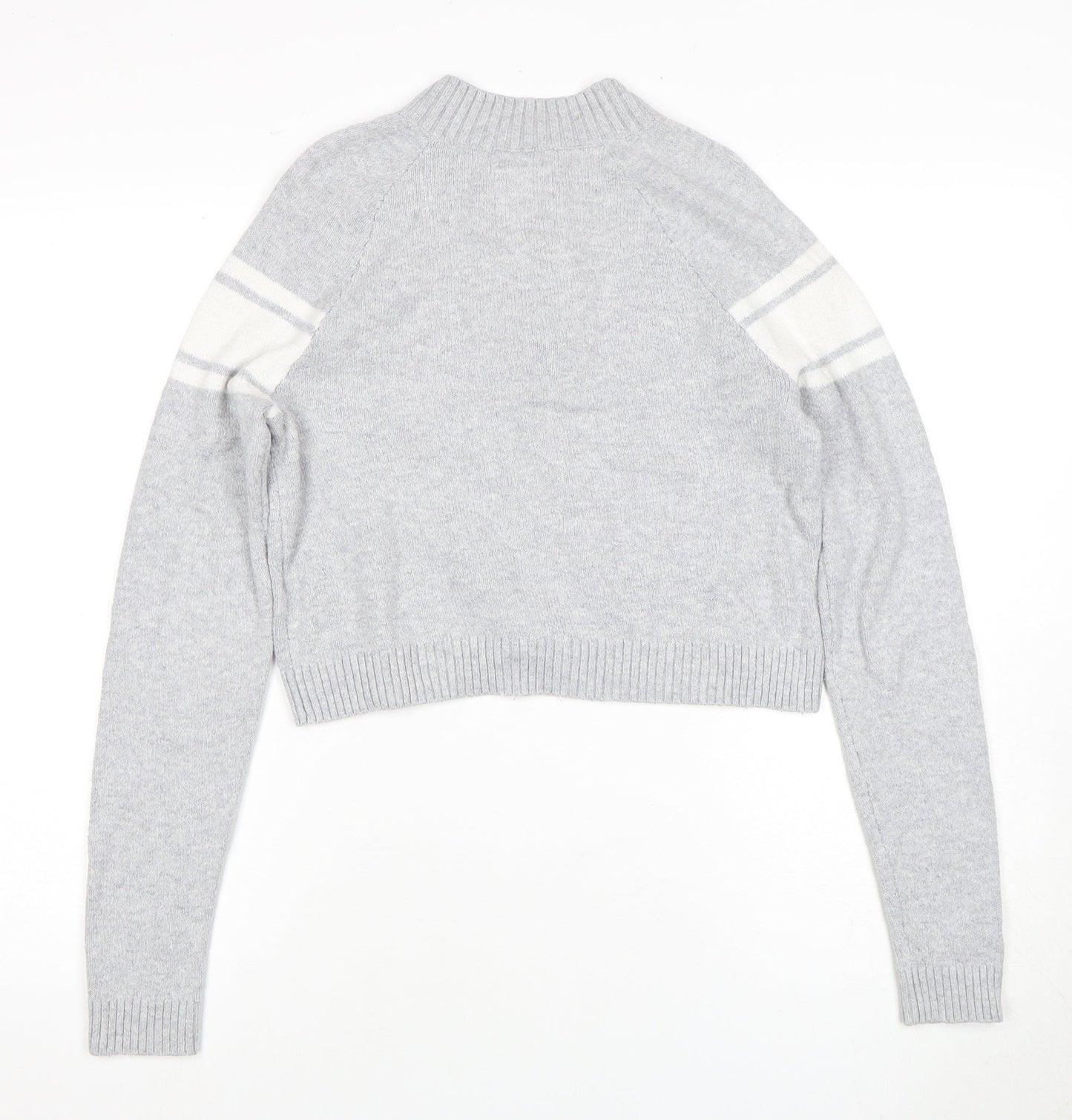 Hollister Women's Grey XS Mock Neck Full Zip Jumper