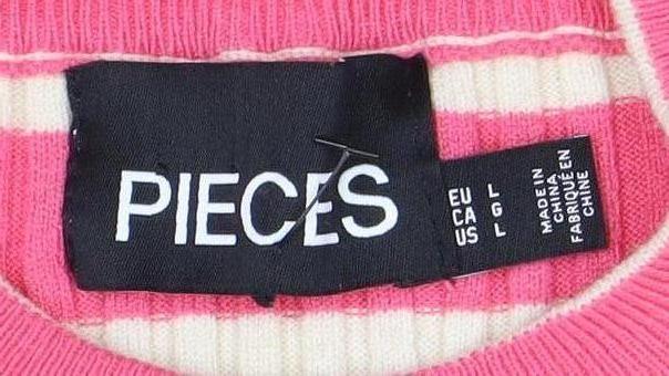 Pieces Women's Pink Beige Striped Pullover Jumper, Size S