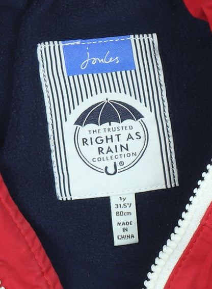 Preloved Joules Red Unisex Toddler Rain Coat, Size 12 Months - Detail