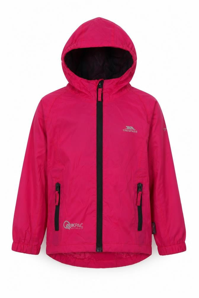 Trespass Girls Pink Rain Coat, 3-4 Years, Waterproof Jacket