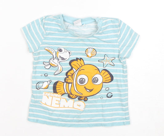 Disney Baby Blue Striped T-Shirt 12-18 Months