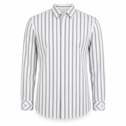 Jeff Banks Men's L White Striped Dress Shirt