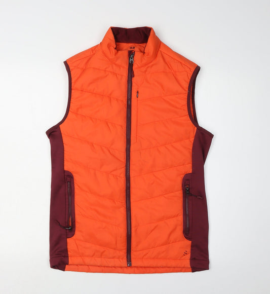 H&M Men's Orange Quilted Waistcoat Vest - Size S