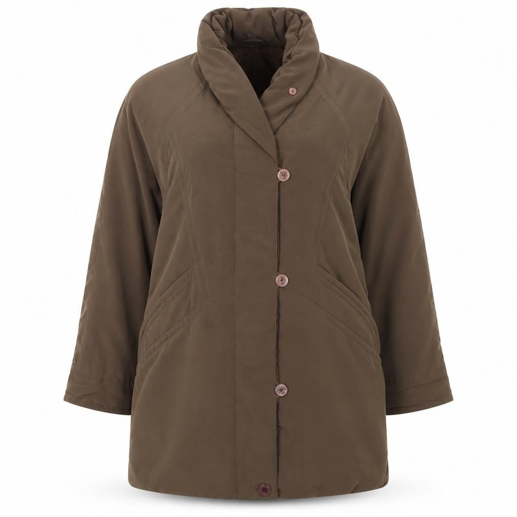 C&A Women's Brown Long Coat Size 18 with Button Closure