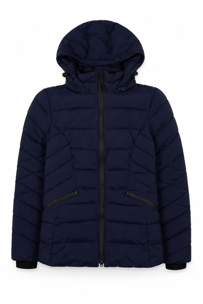Marks & Spencer Girls Blue Puffer Jacket Age 8 Hooded Lightweight