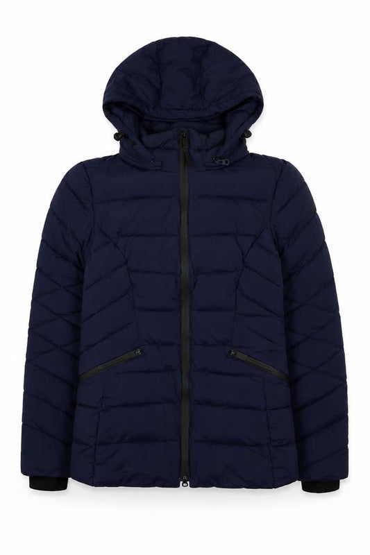 Marks & Spencer Girls Blue Puffer Jacket Age 8 Hooded Lightweight