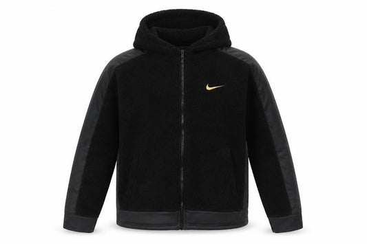 Front view of Nike boys’ black dri-fit hooded jacket, l, sports, all seasons