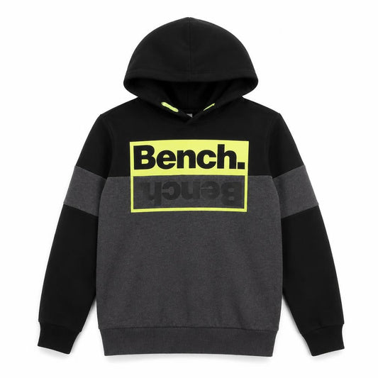 Front view of Bench boys’ black grey pullover hoodie 12-13 years