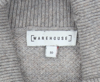 Warehouse Women's Grey Roll Neck Pullover Jumper Size 10