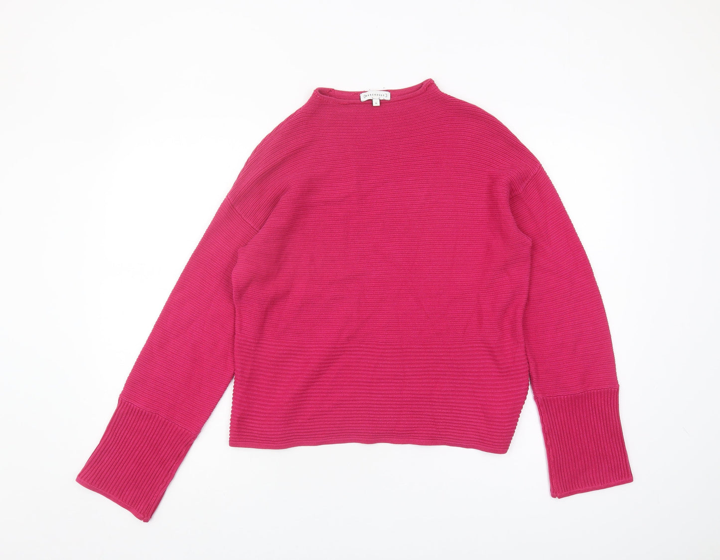 Warehouse Women's Pink High Neck Jumper Size 10