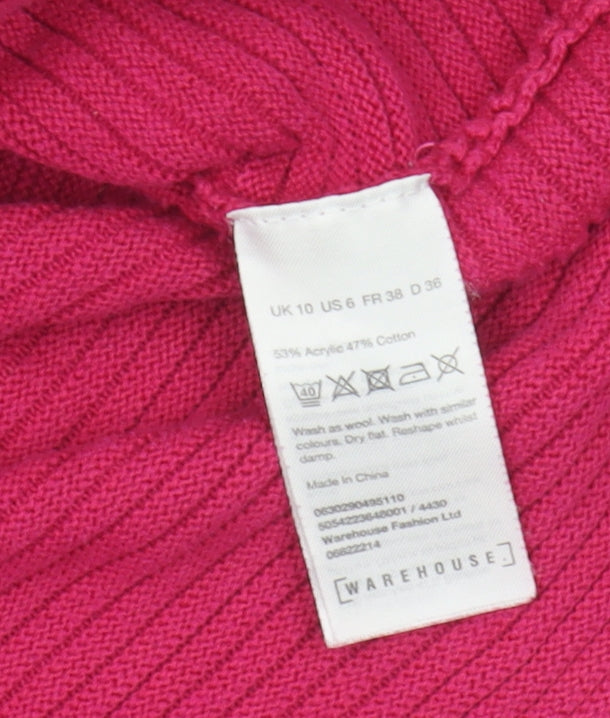 Warehouse Women's Pink High Neck Jumper Size 10