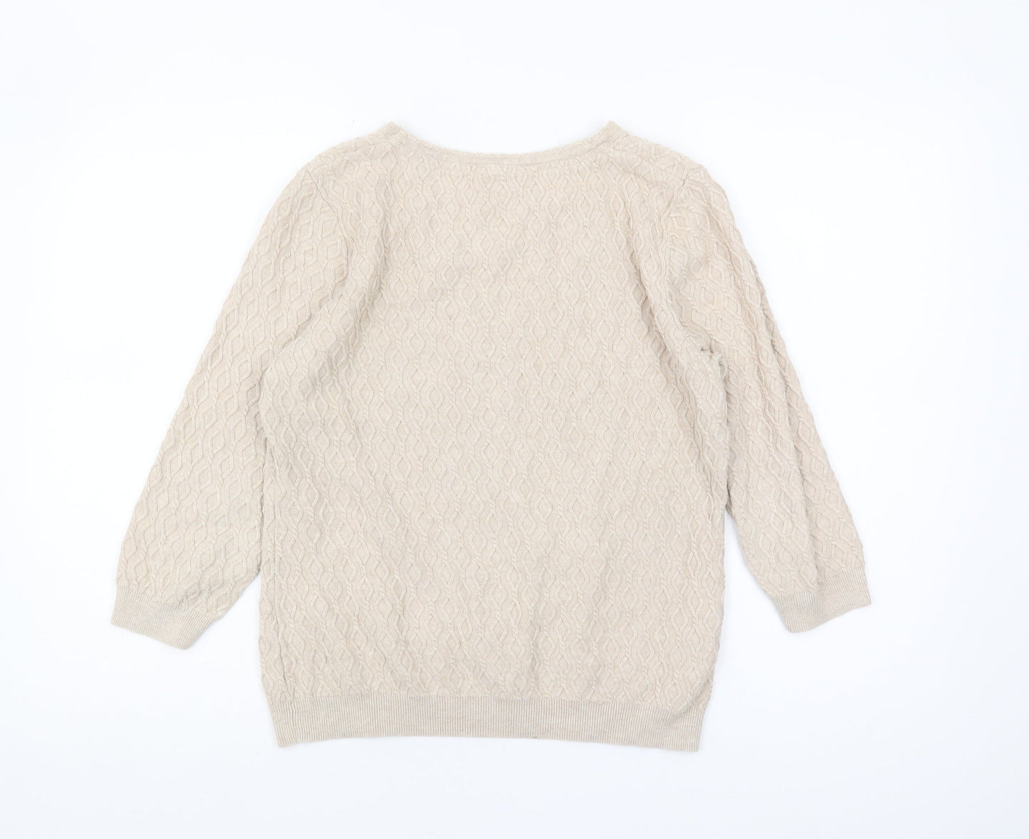 CC Women's Beige Cable-Knit Pullover Jumper - L