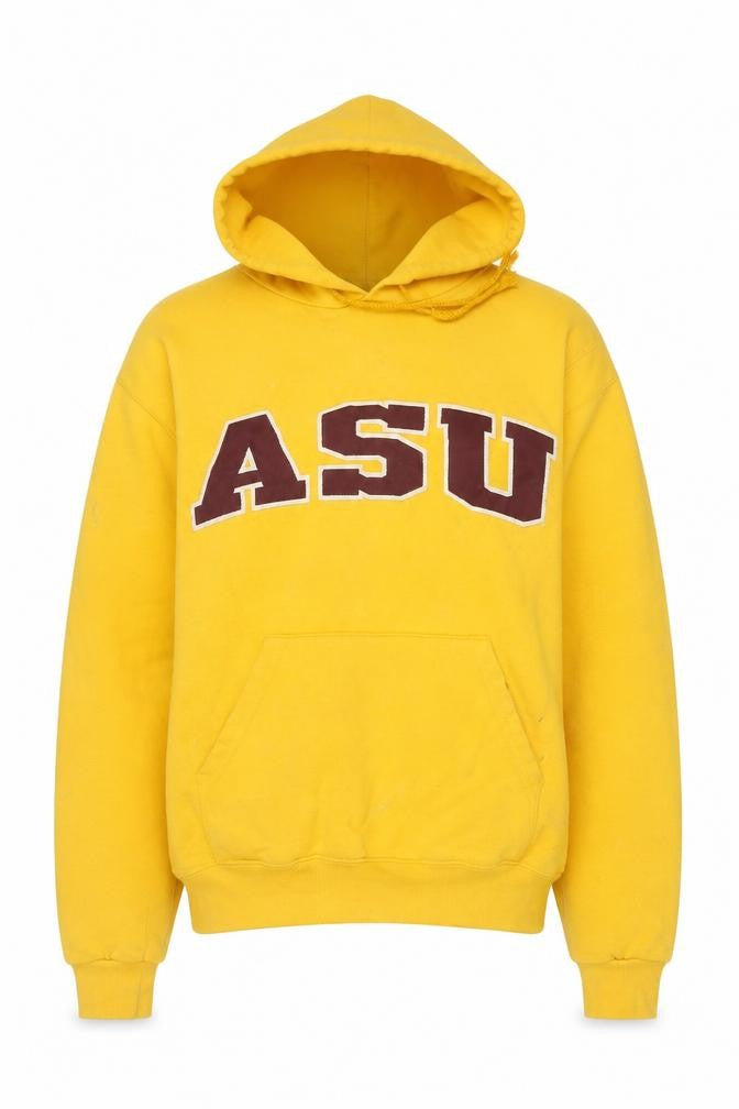 Champion Yellow Unisex Pullover Hoodie, S, Casual Sportswear