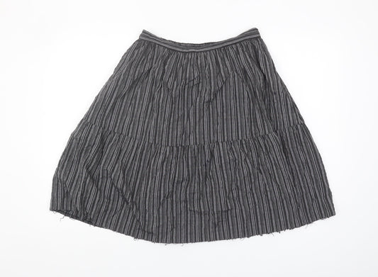 Topshop Women's Black Striped Peasant Skirt Size 10