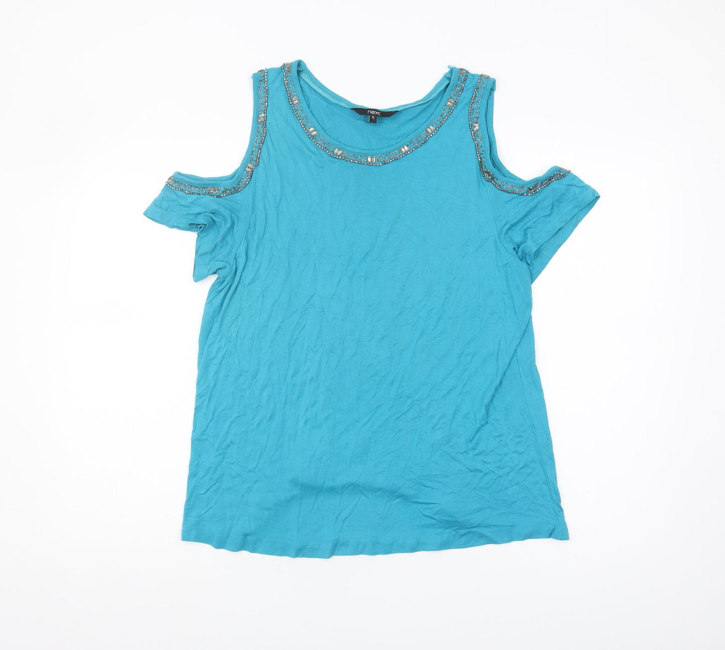 Next Women's Blue Beaded Cold Shoulder T-Shirt 16