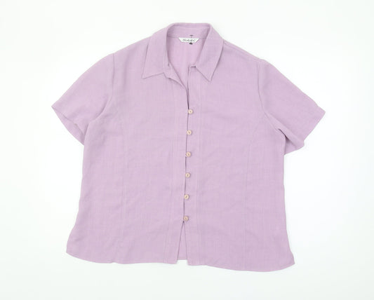 Berkertex Women's Purple Button-Up Shirt Size 16
