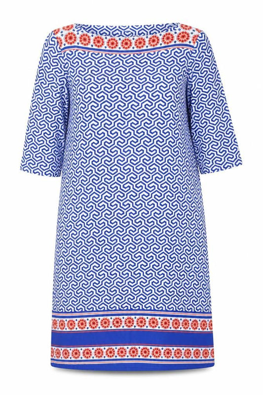 Donna Morgan Women's Blue Geometric Dress Size 16