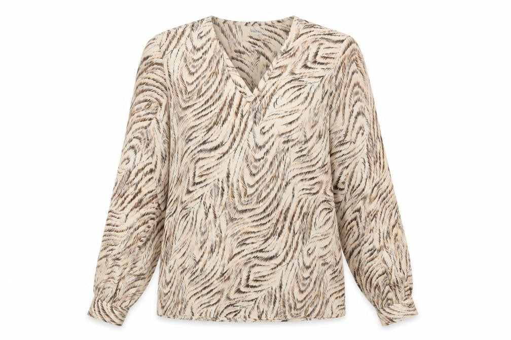 Levete Room Women's Beige Animal Print Silk Blouse XS