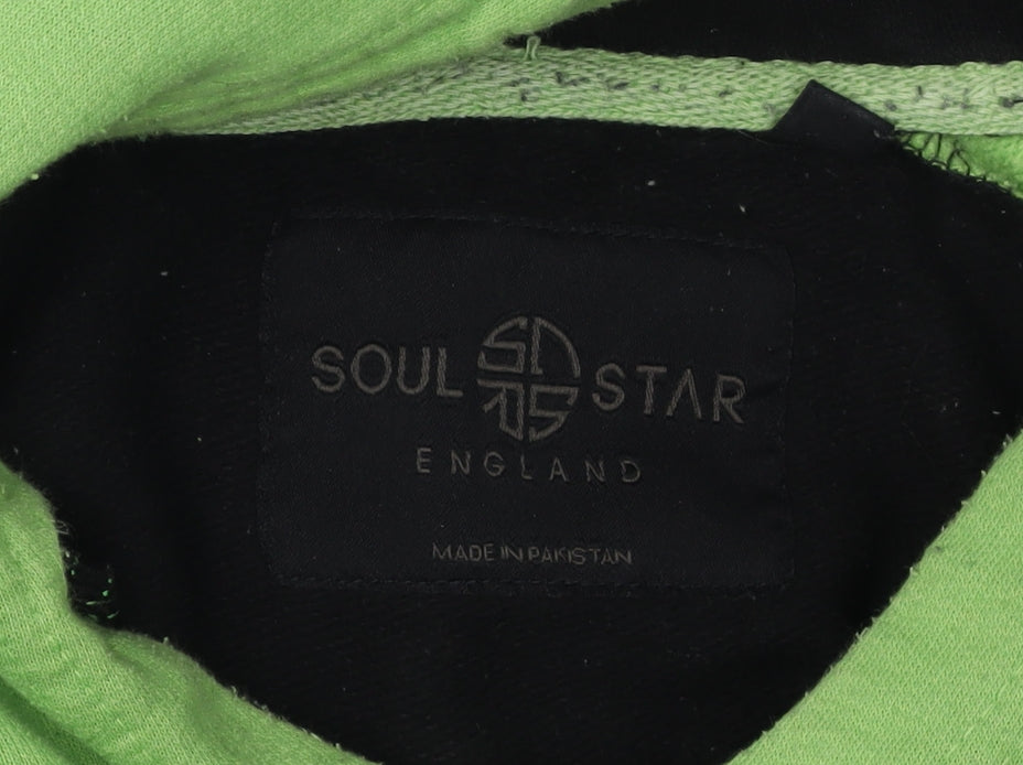 Soul Star Men's Black & Green Hoodie M - Pullover Style