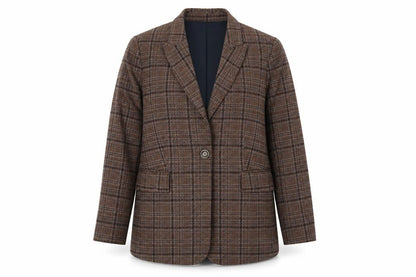 Elena Miro Women's Brown Plaid Blazer UK 14