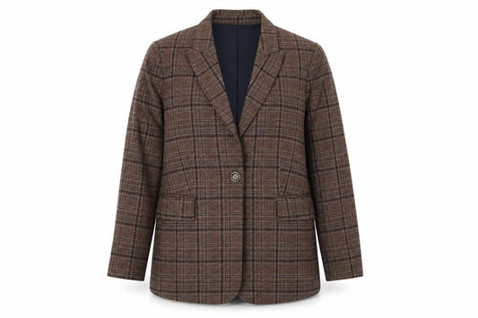 Elena Miro Women's Brown Plaid Blazer UK 14