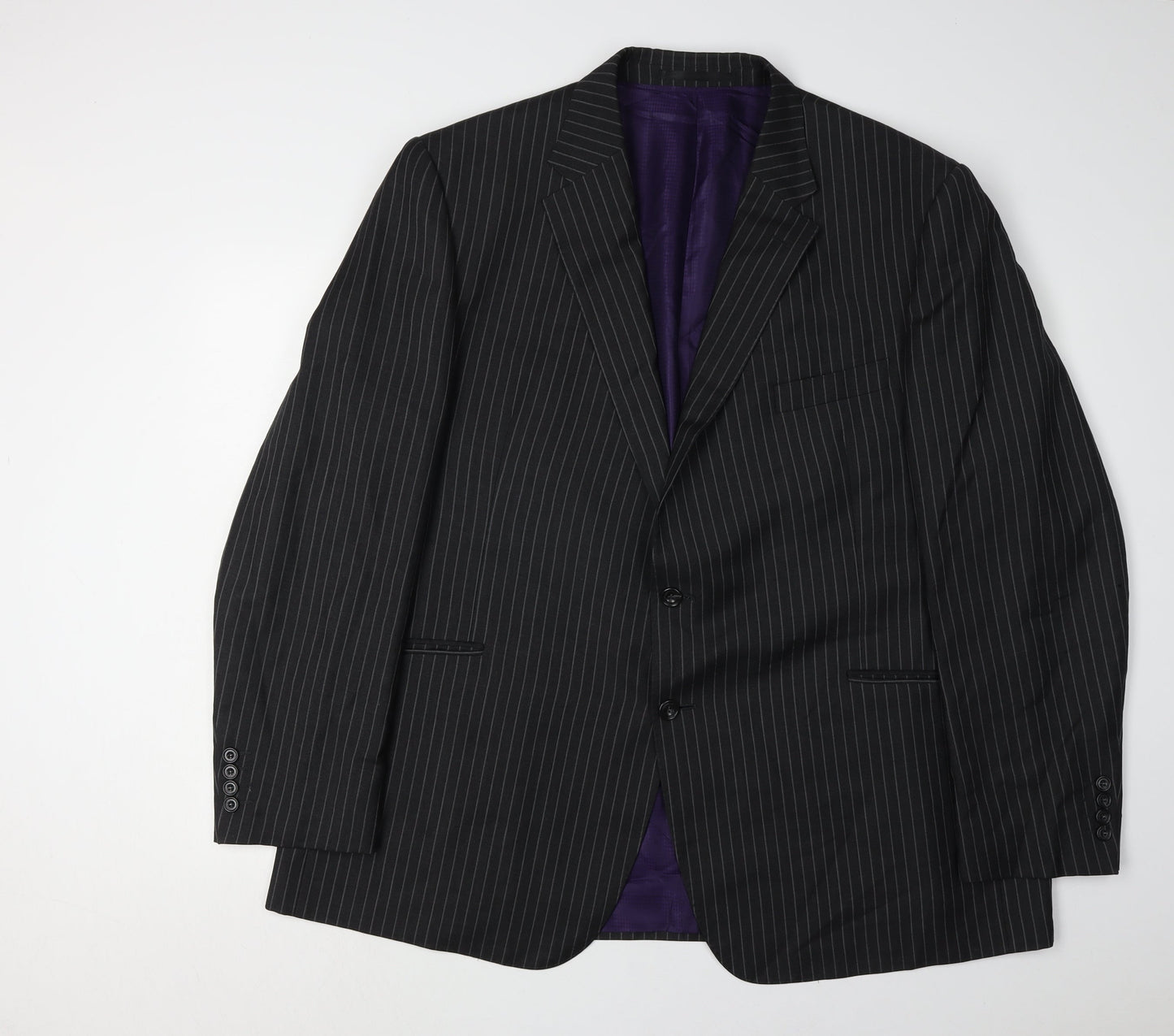 Marks and Spencer Men's Black Wool Blazer, Size 48R, Striped