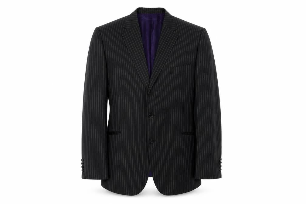 Marks & Spencer Men's Black Wool Blazer, Size 48R, Striped