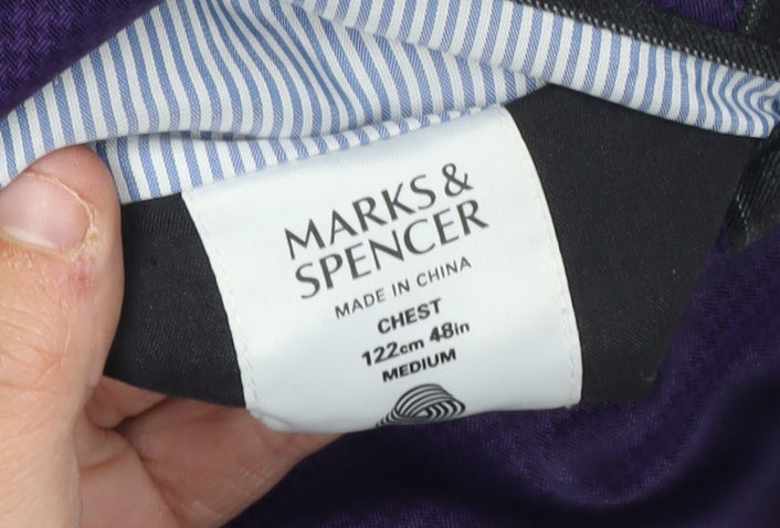 Marks and Spencer Men's Black Wool Blazer, Size 48R, Striped