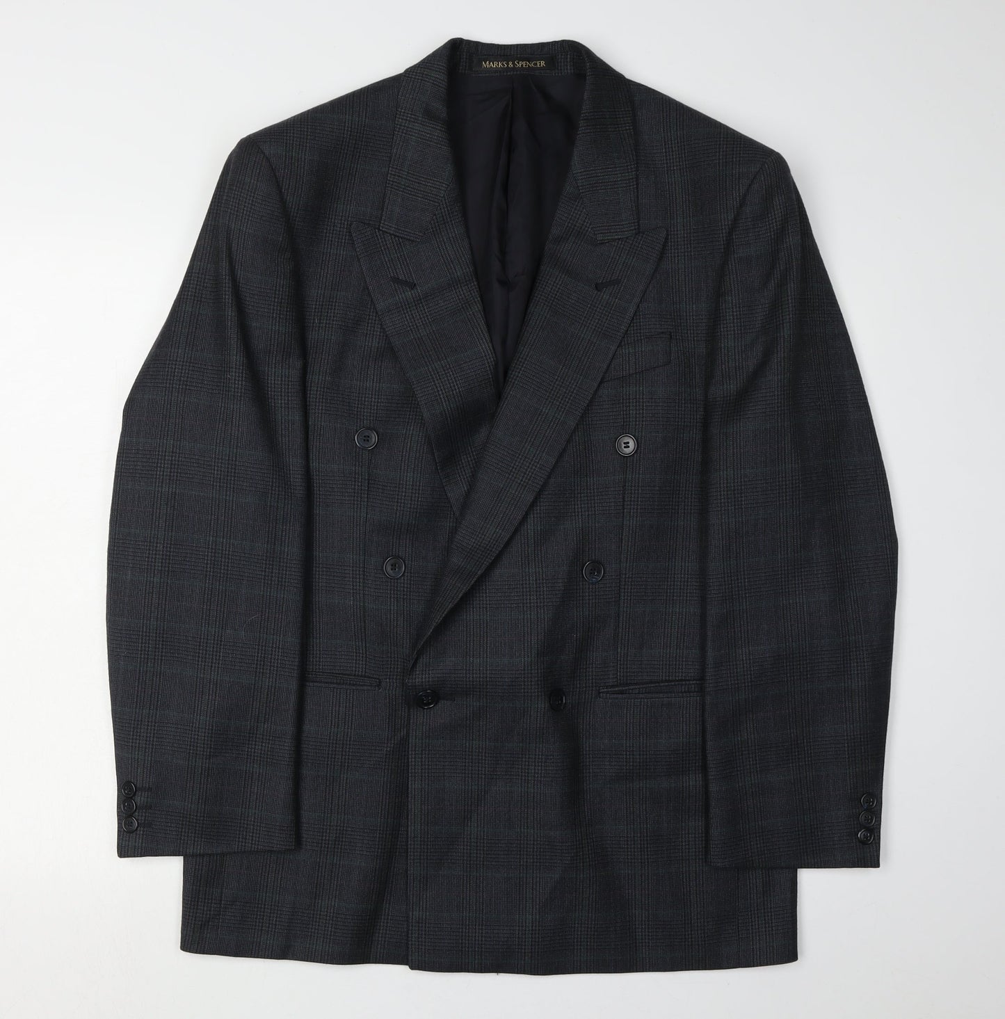 Marks and Spencer Men's Blue Check Blazer, Size 38R