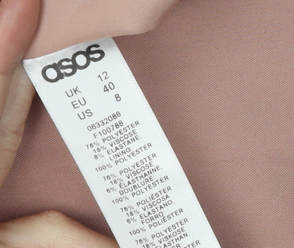 Close-up detail of ASOS Women’s Pink Blazer Jacket, size UK 12, Regular Fit