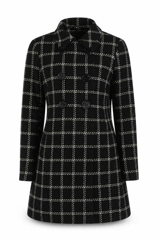 Marks & Spencer Women's Black Check Trench Coat Size 10