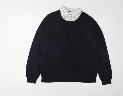 Marks & Spencer Women Black Polka Dot Pullover Jumper