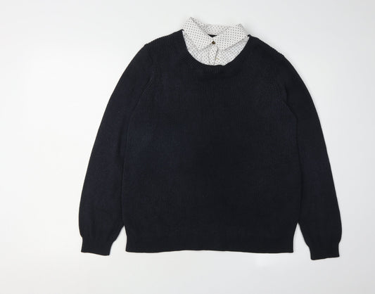 Marks and Spencer Women Black Polka Dot Pullover Jumper
