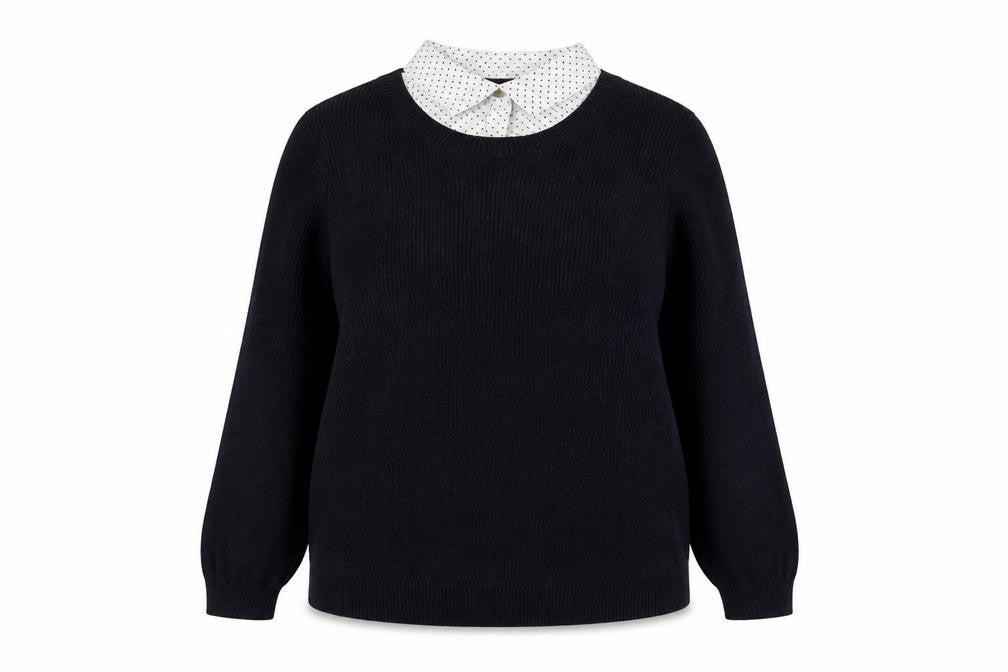 Marks & Spencer Women Black Polka Dot Pullover Jumper