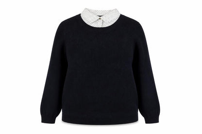 Marks & Spencer Women Black Polka Dot Pullover Jumper