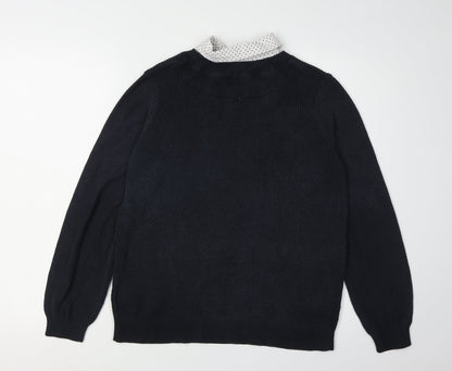 Marks & Spencer Women Black Polka Dot Pullover Jumper