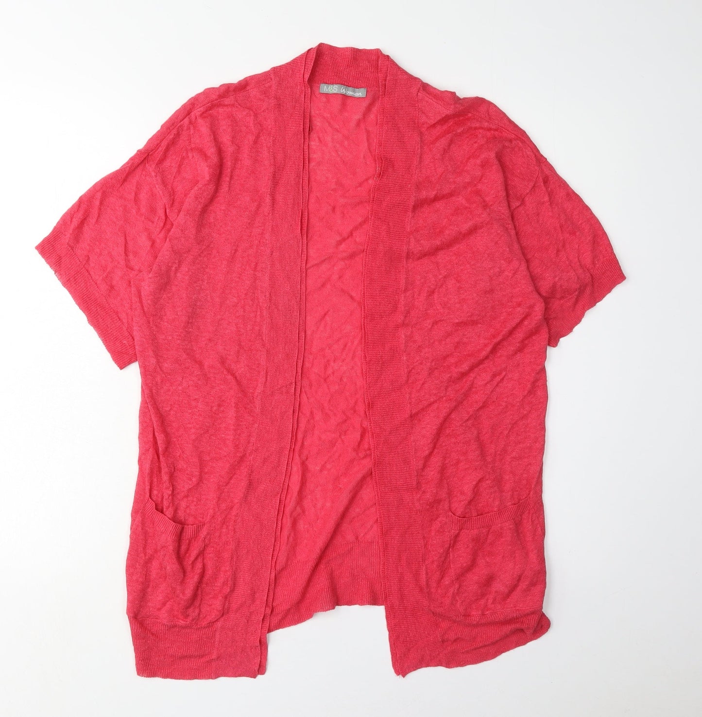 Marks and Spencer Women's Red Open Front Cardigan Size 14