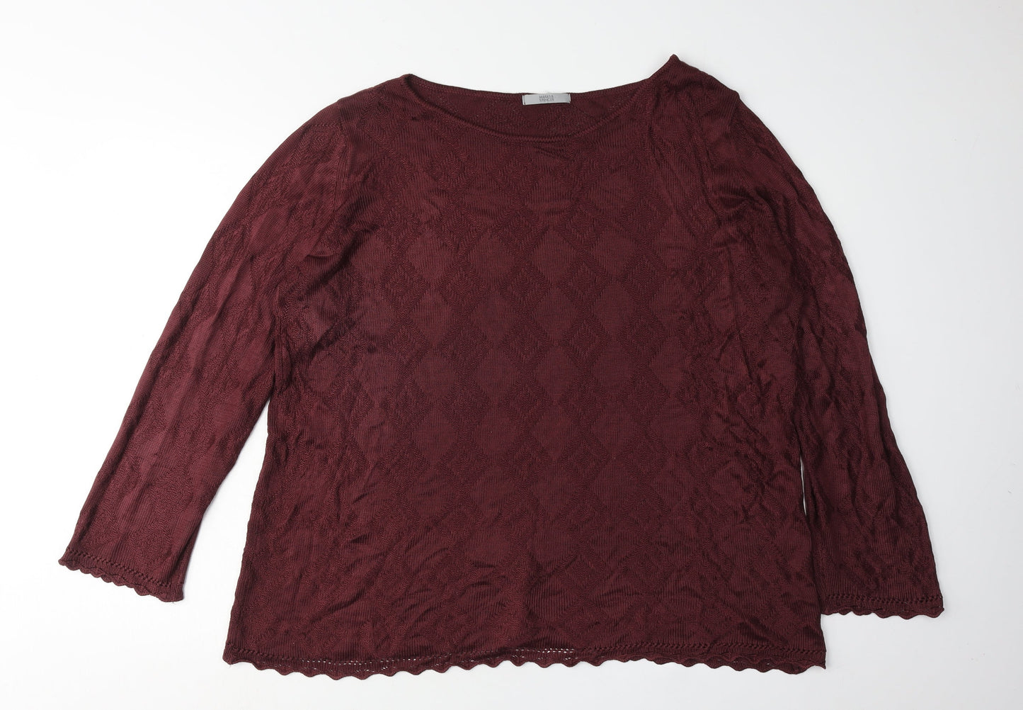 Marks and Spencer Women's Red Knit Jumper Size 16